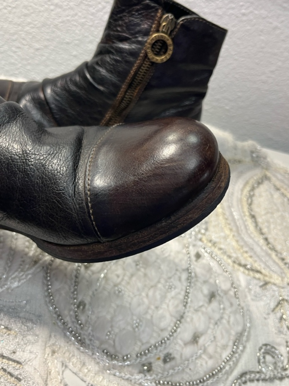 Fiorentini + Baker Dark Brown Italian Leather Ruched Ankle Boots Size [EU 36] - Picture 7 of 15